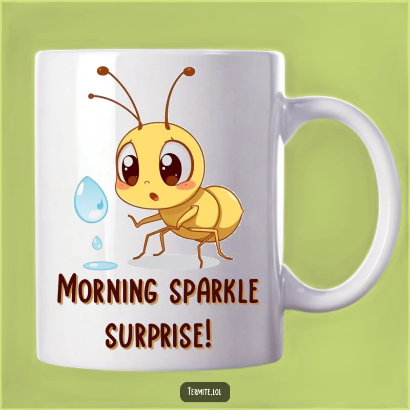 Funny Surprised Termite Mug - A Shocking Dewdrop Encounter, Perfect Funny Gift