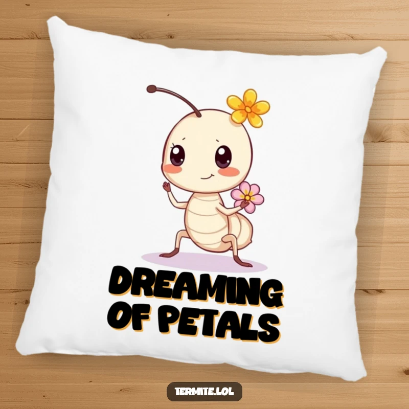 Funny bouncing termite with a flower, soft and humorous pillow, great funny gift.