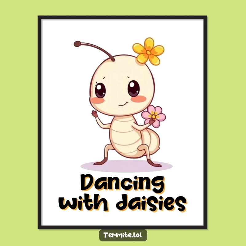 Funny Bouncing Termite Digital Art Print - Floral Joy Captured, Perfect Funny Gift