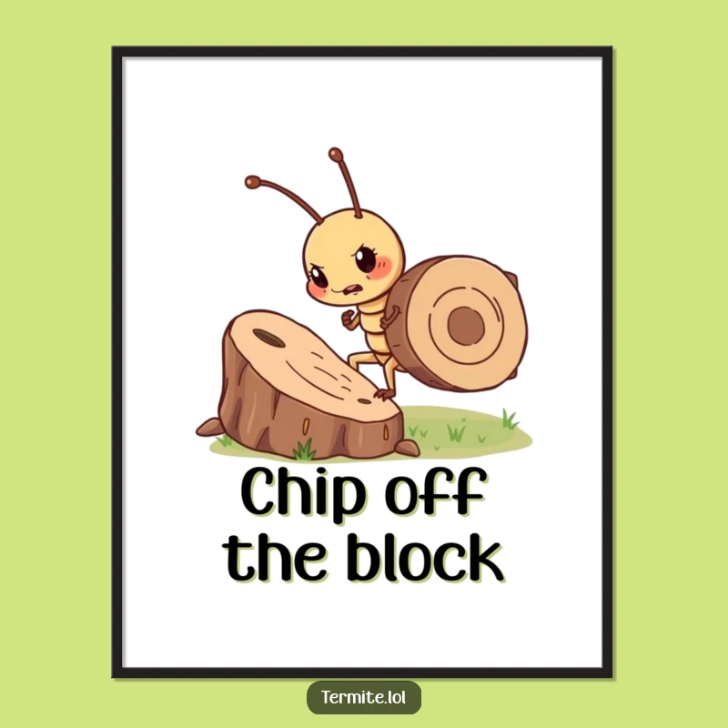 Funny Determined Termite Poster - Wood Chip Power, Perfect Funny Gift
