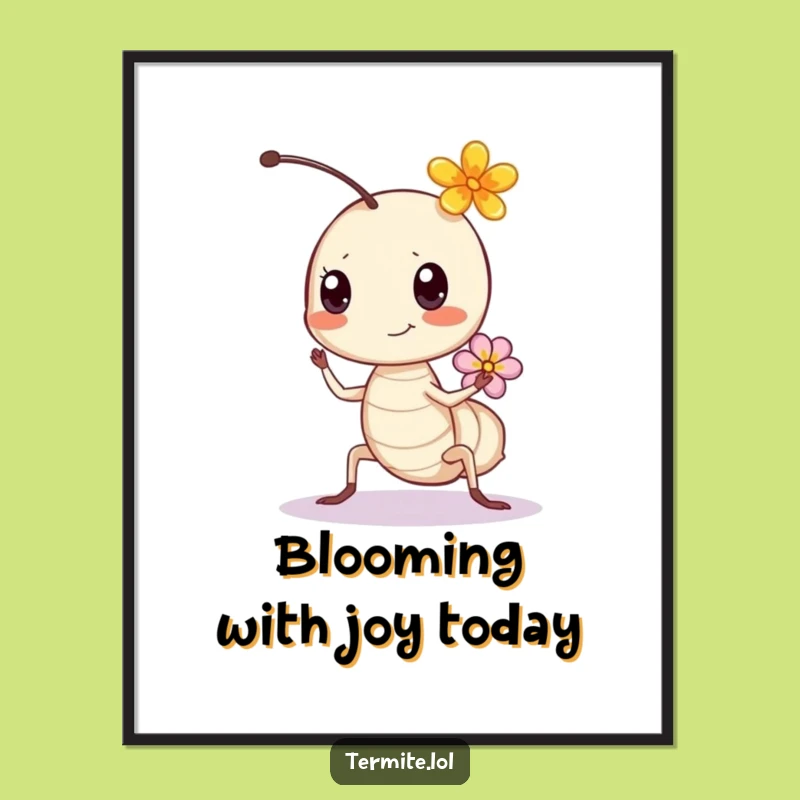 Funny Free Printable Wall Art: Bouncing Termite Flower Downloadable Art Gift