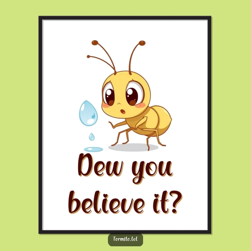 Funny Free Printable Wall Art: Surprised Termite Dewdrop Downloadable Art Gift