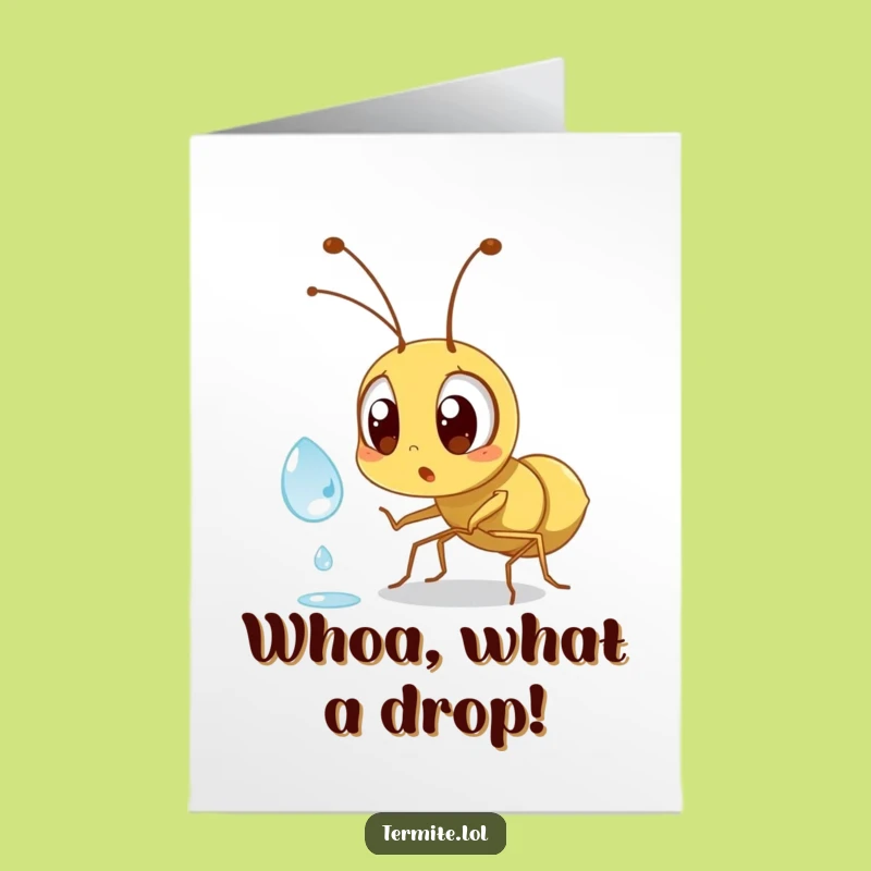 Free Printable Birthday Card: Surprised Termite Dewdrop Funny Downloadable Gift