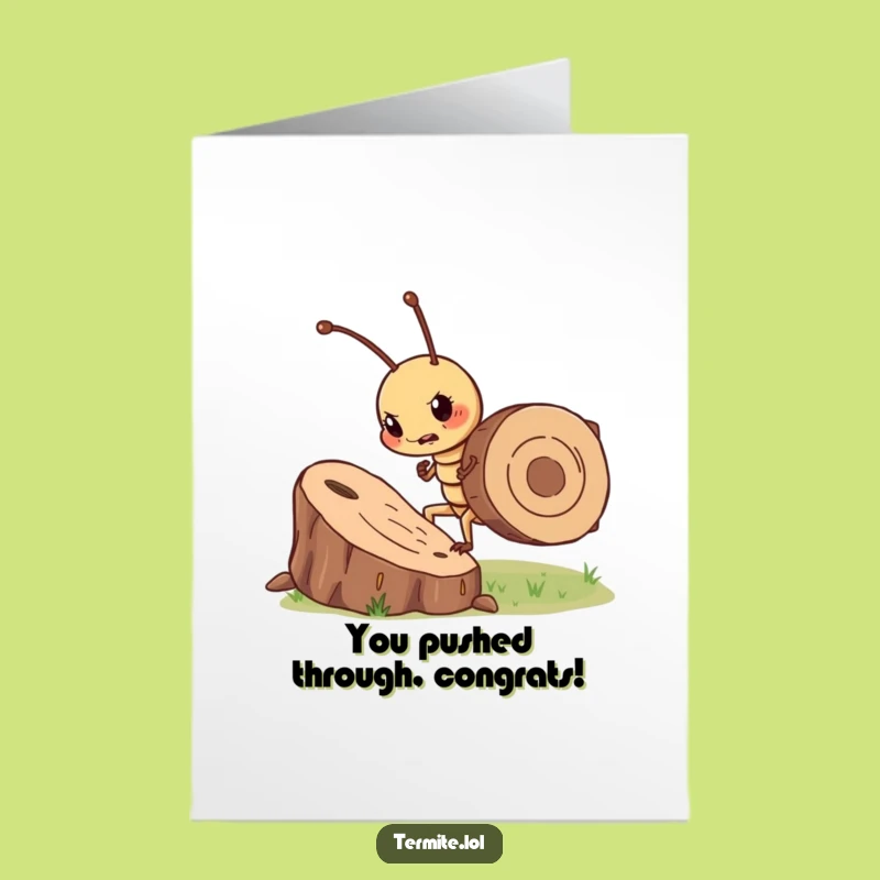 Free Printable Congrats Card: Determined Termite Wood Chip Funny Downloadable Gift