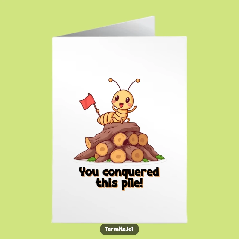 Free Printable Congrats Card: Triumphant Termite Flag Funny Downloadable Gift